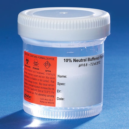 Globe Scientific Pre-Filled NBF Container, 90mL, PK96 6525FL